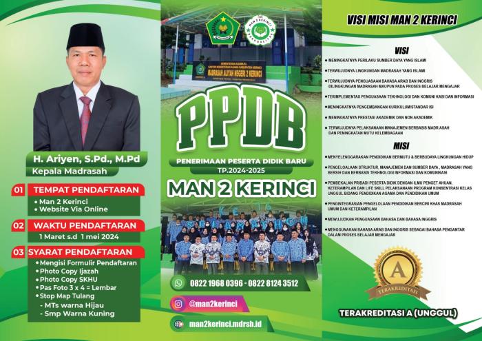 PPDB MAN 2 KERINCI TAHUN PELAJARAN 2024/2025 MULAI DIBUKA