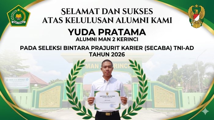 Hebat! 10 Alumni MAN 2 Kerinci Lulus Seleksi Bintara dan Tamtama TNI-AD Tahun Ini Hebat! 10 Alumni MAN 2 Kerinci Lulus Seleksi Bintara dan Tamtama TNI-AD Tahun Ini