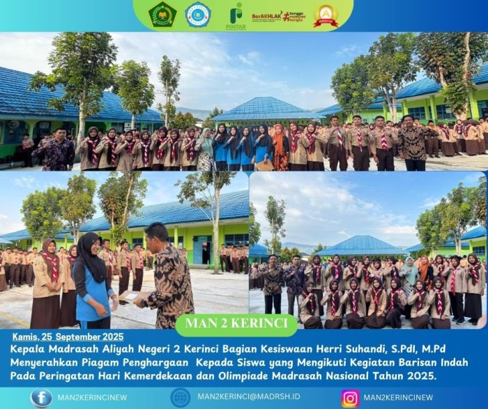 Penyerahan Piagam Penghargaan dan Hadiah Prestasi Siswa MAN 2 Kerinci
