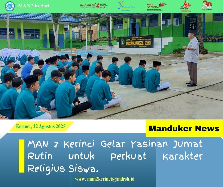 MAN 2 Kerinci Gelar Yasinan Jumat Rutin untuk Perkuat Karakter Religius Siswa.