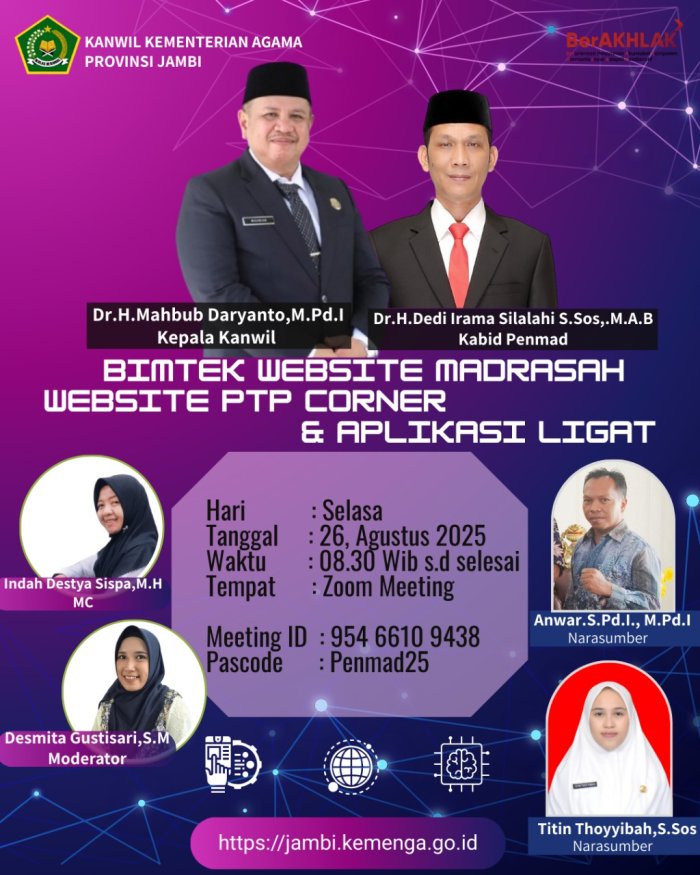 Kepala MAN 2 Kerinci dan Pengelola Website Ikuti Bimtek Website Madrasah , Website PTP Corner dan Aplikasi Ligat